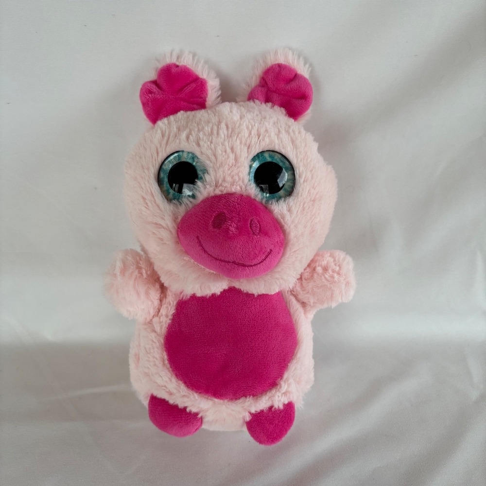 Nanco Plump Pal Pink Pig 10" Plush Stuffed Animal Blue Glitter Eyes